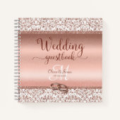 Rose Gold Elegant Damask Wedding Gästebuch Notizblock (Vorderseite)