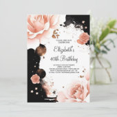 Rose Gold Elegant Girly Digital 40. Geburtstag Einladung (Stehend Vorderseite)