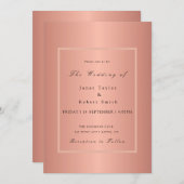 Rose Gold Elegant Minimalistisch mit rosa Border I Einladung (Vorne/Hinten)