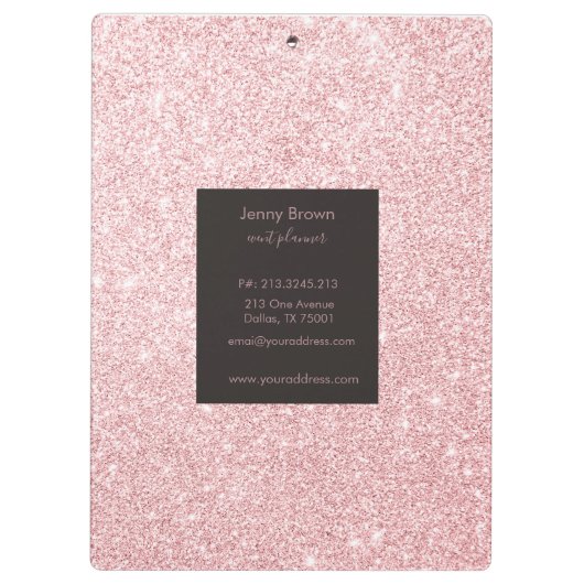 Rose Gold Elegant | Personalisierte Zwischenablage Klemmbrett (Rückseite)