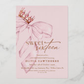 Rose Gold Elegant Sweet Sixteen Birthday Party Folieneinladung (Vorderseite)