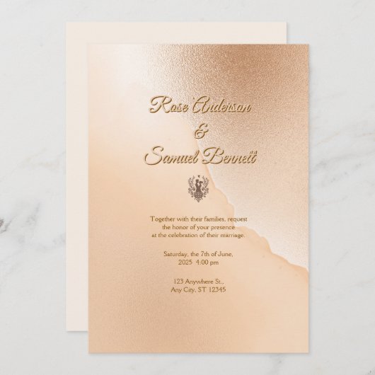 Rose Gold Elegant Wedding Invitation Einladung (Vorne/Hinten)