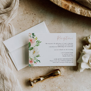 Rose Gold Elegante Fall Blume Hochzeit Empfang Begleitkarte
