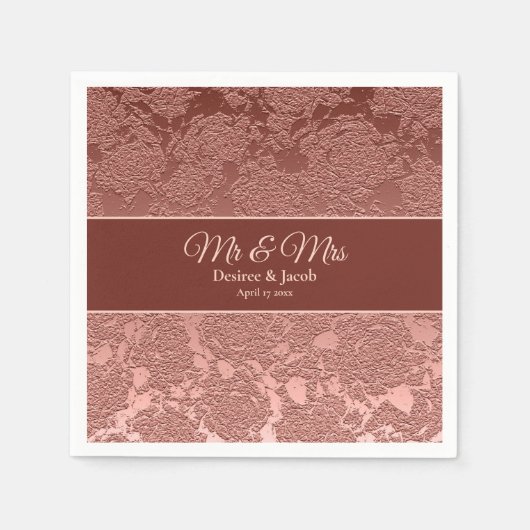 Rose Gold Elegante Flora Moderne Hochzeitsempfehlu Serviette (Vorderseite)