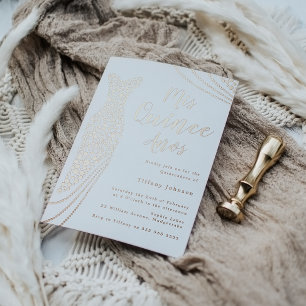 Rose Gold Elegante Foil Dress Quinceanera Folieneinladung