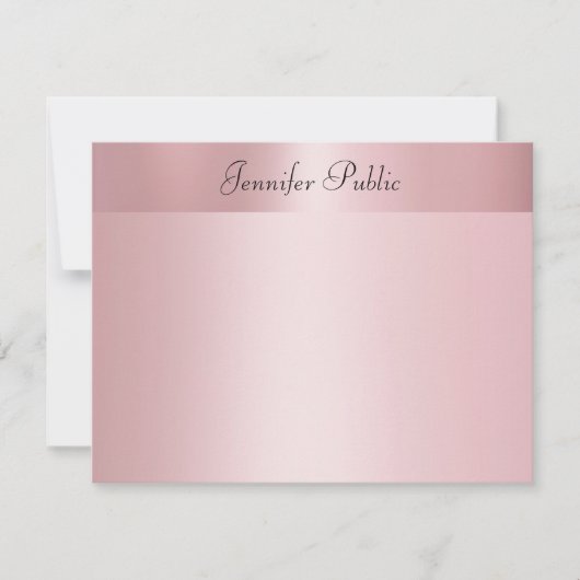 Rose Gold Elegante Handschrift Name Textvorlage Mitteilungskarte (Vorderseite)