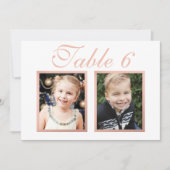 Rose Gold Elegante Hochzeit Foto Tischnummer (Vorderseite)