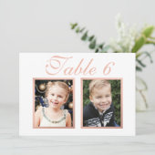 Rose Gold Elegante Hochzeit Foto Tischnummer (Stehend Vorderseite)