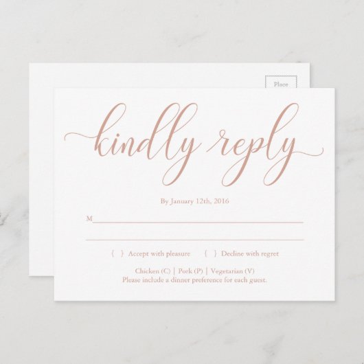 Rose Gold Elegante Kalligrafie UAWG Postkarte (Vorne/Hinten)