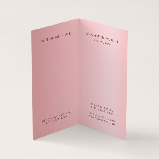 Rose Gold Elegante Moderne einfache Monogramm Vorl Visitenkarten (Innenseite)