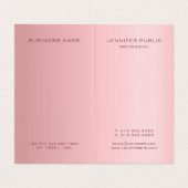 Rose Gold Elegante Moderne einfache Monogramm Vorl Visitenkarten (Innenseite Aufgefaltet)