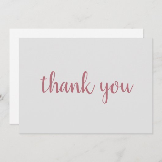 Rose Gold Elegante Moderne Schlichte Handschrift Dankeskarte (Vorne/Hinten)