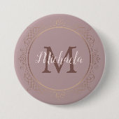 Rose Gold Elegante Monogram Moderne Vorlage Button (Vorderseite)