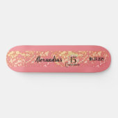 Rose Gold Elegante Quinceanera Feier Skateboard (Horizontal)