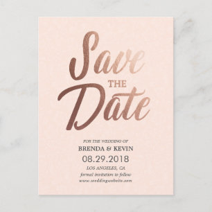 Rose Gold Elegante Save the Date Postkarte