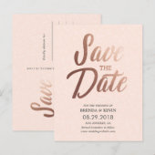 Rose Gold Elegante Save the Date Postkarte (Vorne/Hinten)