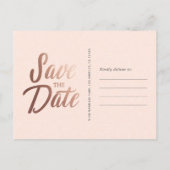 Rose Gold Elegante Save the Date Postkarte (Rückseite)