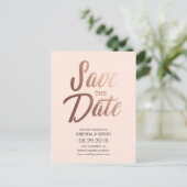 Rose Gold Elegante Save the Date Postkarte (Stehend Vorderseite)