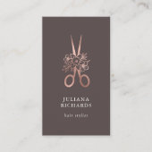 Rose Gold Elegante Schere Haar Stylist Business C Visitenkarte (Vorderseite)
