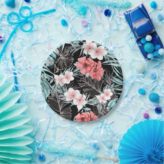 Rose Gold Elegante Tropical Botanische Insel Luau Pappteller (Party)