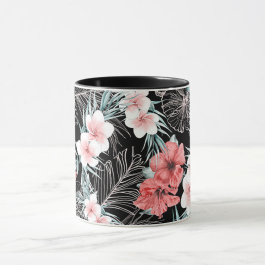 Rose Gold Elegante Tropical Botanische Insel Luau Tasse (Zentrum)