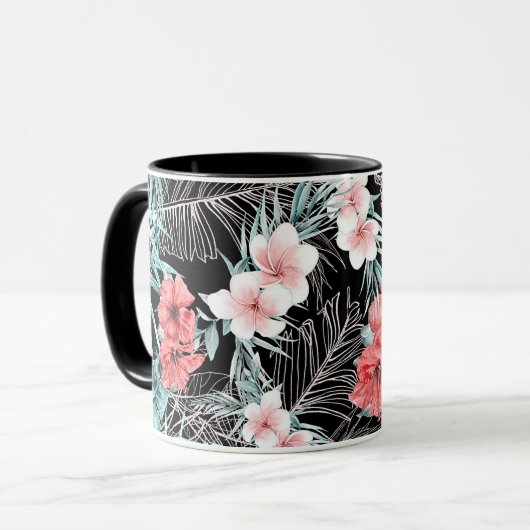 Rose Gold Elegante Tropical Botanische Insel Luau Tasse (Vorderseite Links)