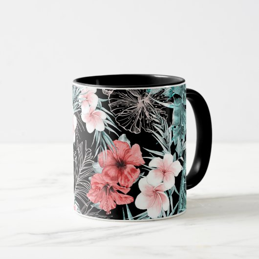 Rose Gold Elegante Tropical Botanische Insel Luau Tasse (VorderseiteRechts)