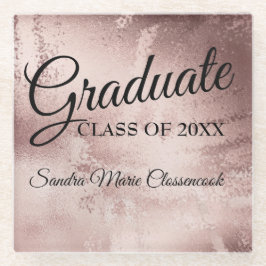 Rose Gold elegante Typografie Abschluss Glasuntersetzer