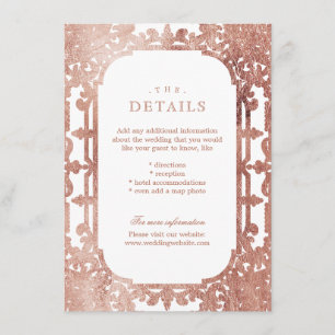 Rose Gold elegante verzierte Jahrgänge Hochzeit De Begleitkarte