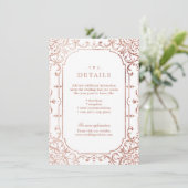 Rose Gold elegante verzierte Jahrgänge Hochzeit De Begleitkarte (Stehend Vorderseite)