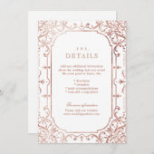 Rose Gold elegante verzierte Jahrgänge Hochzeit De Begleitkarte (Vorne/Hinten)