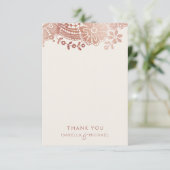 Rose Gold elegante Vintage Spitzen Hochzeit danke (Stehend Vorderseite)