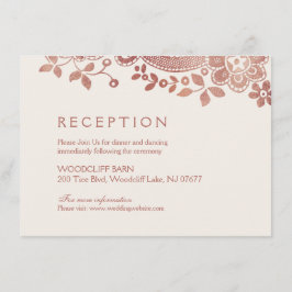 Rose Gold elegante Vintage Spitzen Hochzeitsempfan Begleitkarte