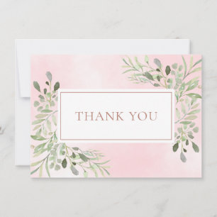 Rose Gold Elegante Watercolor Grüne Vielen Dank Dankeskarte
