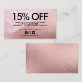 Rose Gold Eleganter Marmorabschlag Danke Visitenkarte (Vorne/Hinten)