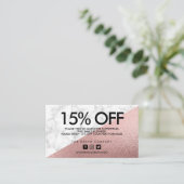 Rose Gold Eleganter Marmorabschlag Danke Visitenkarte (Stehend Vorderseite)