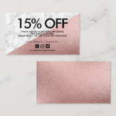 Rose Gold Eleganter Marmorabschlag Danke Visitenkarte (Vorne/Hinten)