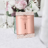 Rose Gold Eleganter metallischer Glitzer Damask Ho Tischnummer