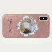 Rose Gold Eleganter Personalisierter Foto Text Case-Mate iPhone Hülle (Rückseite (Horizontal))