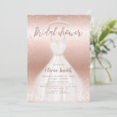 Rose Gold Elegantes Hochzeitskleid Brautparty Einladung (Stehend Vorderseite)