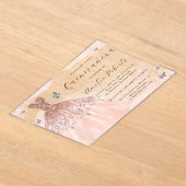 Rose Gold Elegantes Kleid Butterfly Quinceanera Acryleinladungen (Ablage )