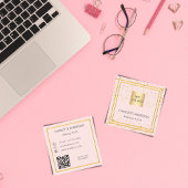 Rose gold, elegantes Logo QR-Code Quadratische Visitenkarte