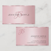 Rose Gold Elegantes Monogramm Modern Simple Visitenkarte (Vorne/Hinten)