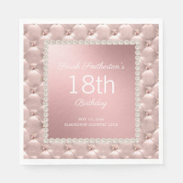 Rose Gold Elegantes Rosa und Perlen 18. Geburtstag Serviette