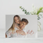 Rose Gold Elegantes Schwarzes Foto Klassische Kall Save The Date (Stehend Vorderseite)