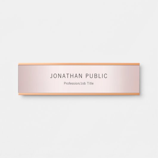 Rose Gold Elegantes Template Moderne Berufliche Türschild (Vorderseite )