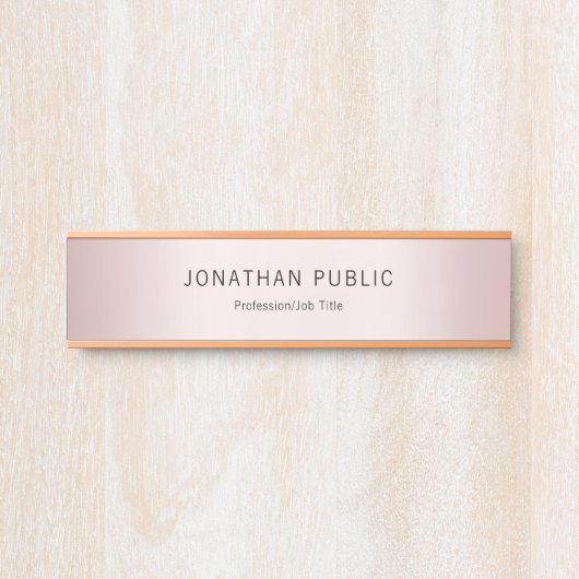Rose Gold Elegantes Template Moderne Berufliche Türschild (Vorderseite )