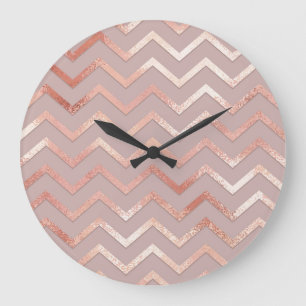 Rose Gold: elegantes Vintages Muster. Große Wanduhr