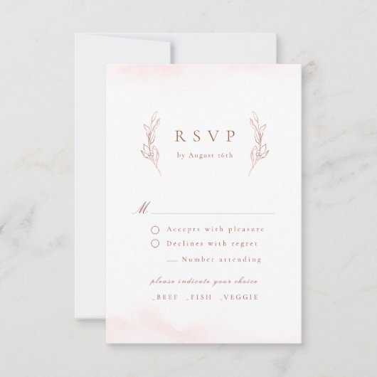 Rose Gold Eleganz Botanische Hochzeit RSVP Karte (Vorderseite)