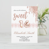 Rose Gold Eleganz, Rose Gold 16 . Geburtstag Einladung (Stehend Vorderseite)